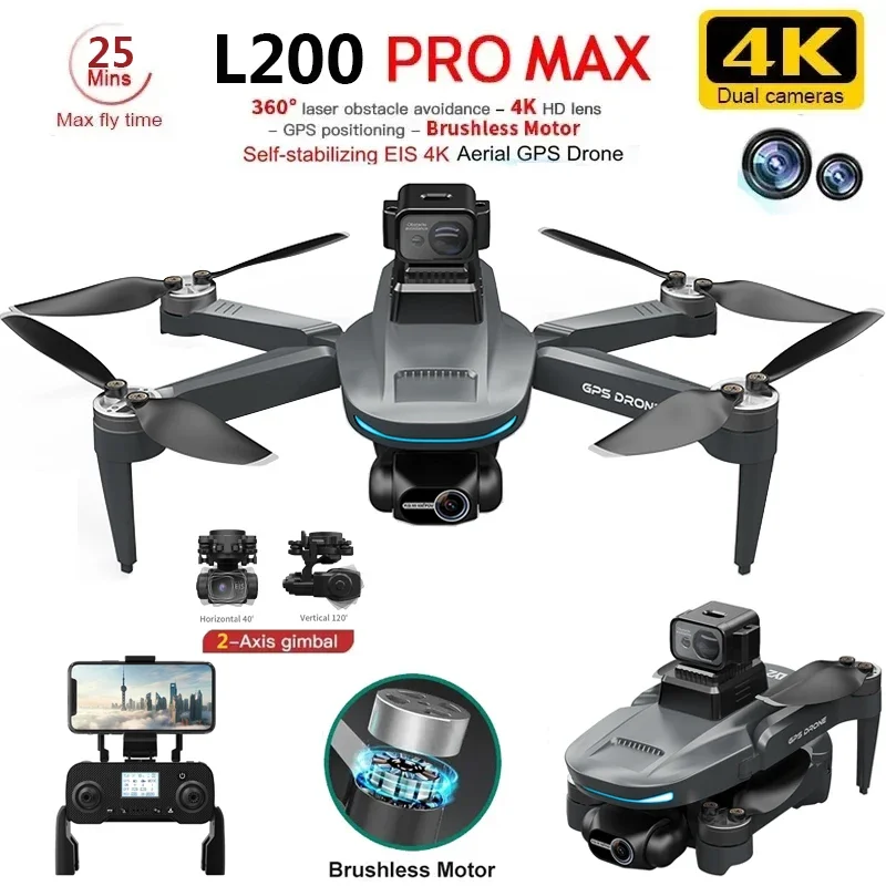 Drone Camera Hd - L200 PRO MAX Drone 4K 2-Axis